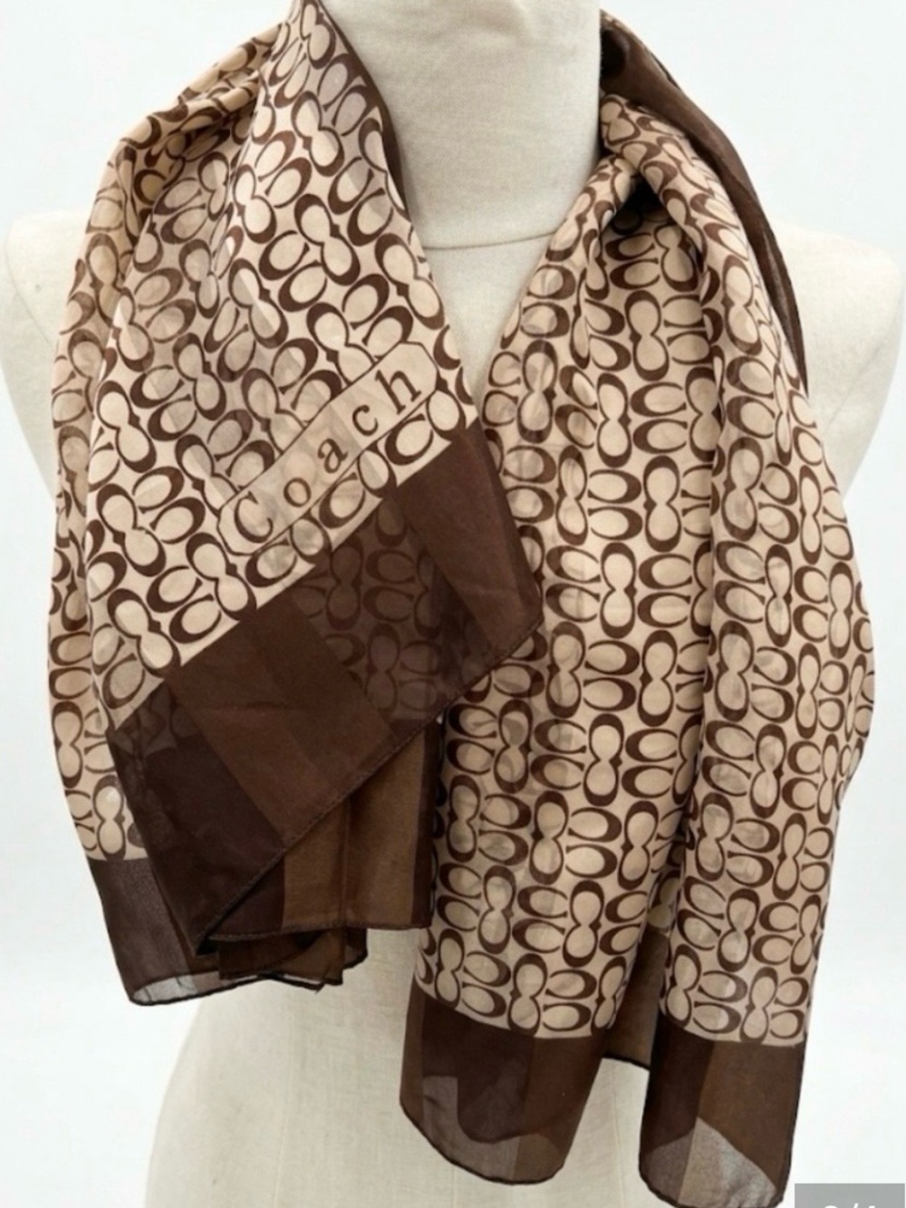 Coach Brown & Cream Signature Monogram Scarf